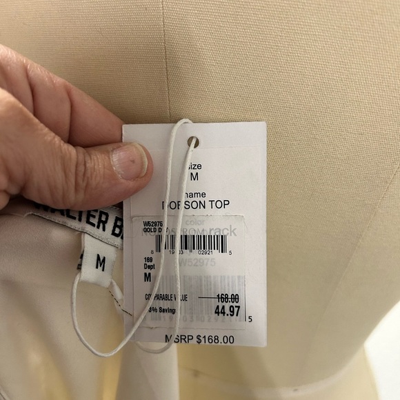 NWT WALTER BAKER DOBSON TOP. PEPLUM BOTTOM,SLEEVELESS LINED IVORY W/GOLD THREADS - Picture 4 of 6